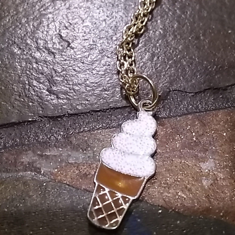 Hands made ice cream cone necklace